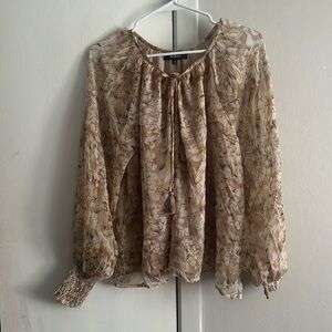 tan floral blouse size M